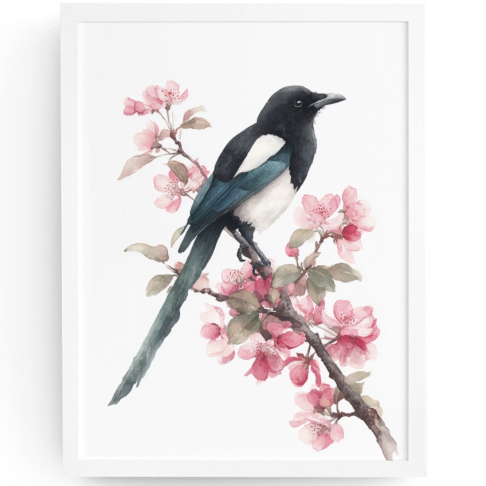 COPY - Watercolor Magpie Bird Wall Art Print, Unframed - Elegant Nature-Inspire… - Picture 1 of 5